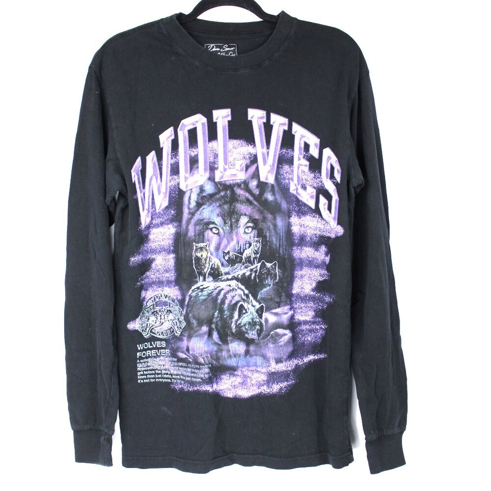 DARC SPORTS WOLVES CLUB "WOLVES FOREVER" MEN'S LONG SLEEVE BLACK T-SHIRT SIZE SM